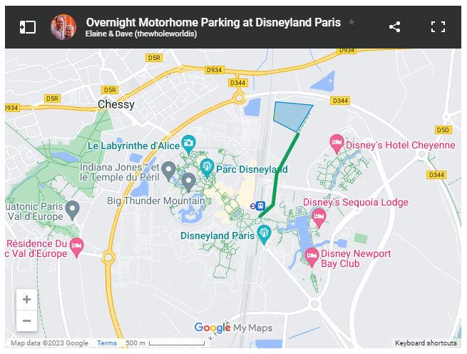 Overnight Motorhome Parking at Disneyland Paris